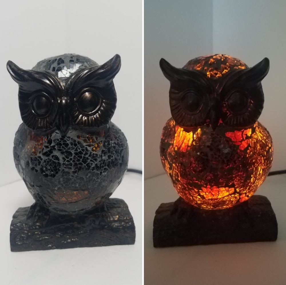 Owl Shattered Glass Nightlight Plug In